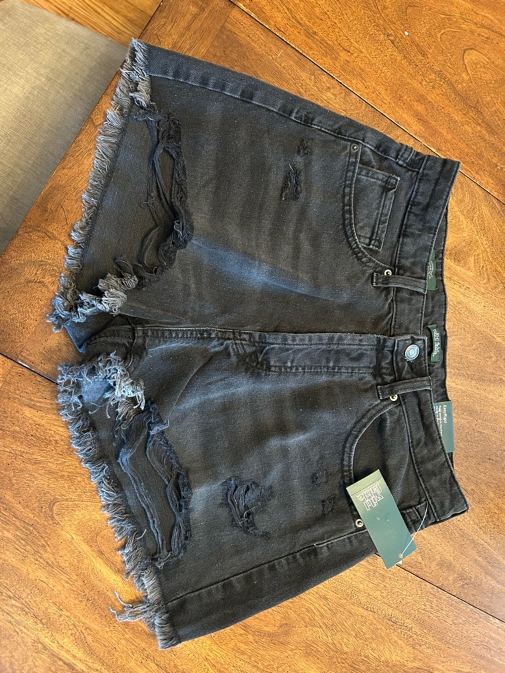wild fable Black Distressed Frayed Hem Denim Shorts